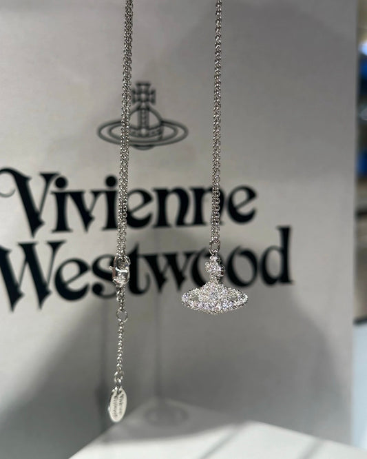 Vivienne Westwood Grace Bas Relief Pendant Necklace - All Pink Rhinestone Saturn - A Perfect Choice for Those Who Want a Special Arrangement [New Arrival! Extremely Limited Stock Available!]
