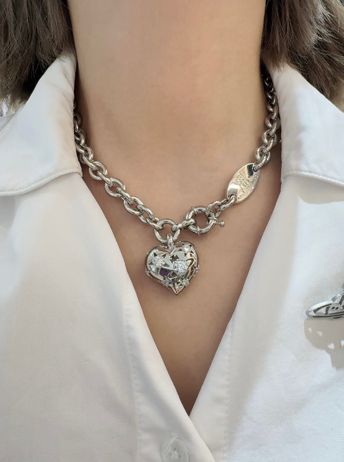 Vivienne Westwood Lee Necklace 超美閃石立體心心星球