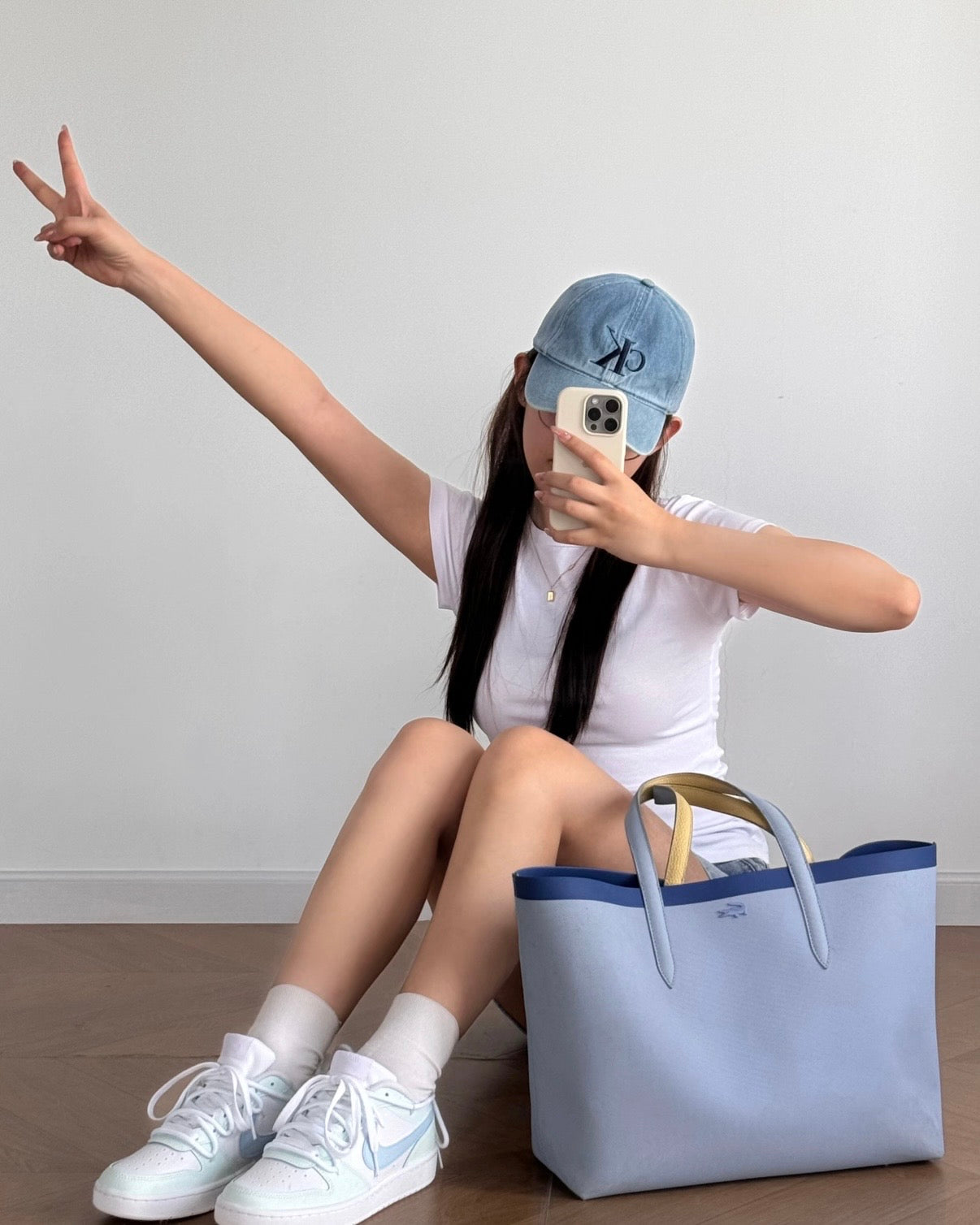 Calvin Klein Monogram Embroidery Baseball Cap 淺牛仔