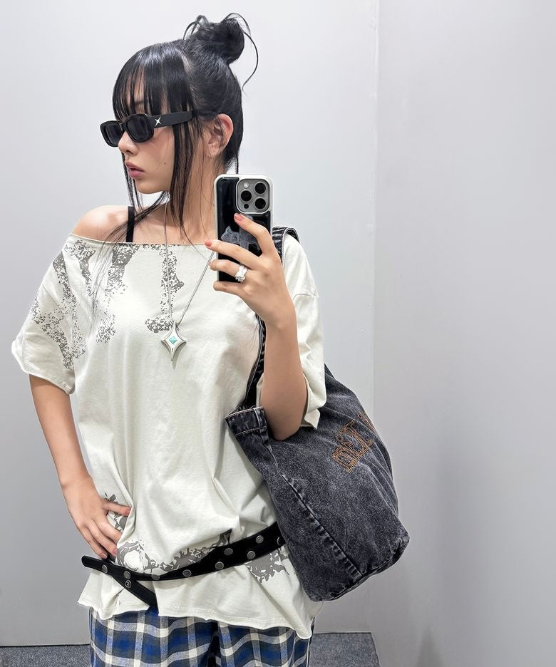 Matin Kim Matin Stitch Denim Shoulder Bag 韓國選物🇰🇷經典Logo刺繡水洗牛仔大袋［大容量超實手 有啪鈕!］
