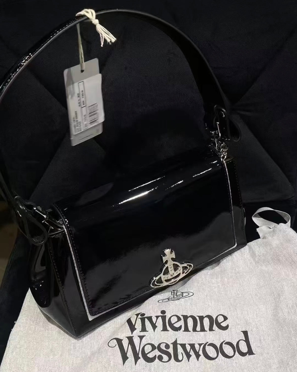 Vivienne Westwood Hazel Handbag, Patent Leather Black [MEDIUM Limited Stock Available at a Huge Discount!]