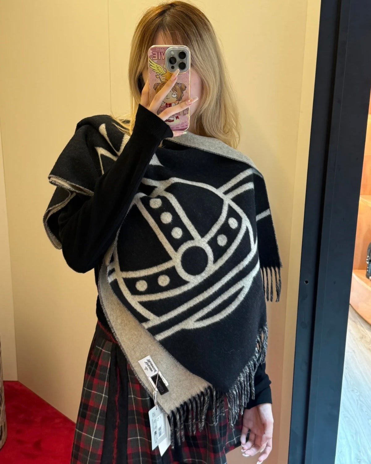 Vivienne Westwood Reversible ORB Logo Scarf 大尺寸雙面頸巾 (100% wool) [2026最新顏色上架! 多造型可當披肩超親膚]
