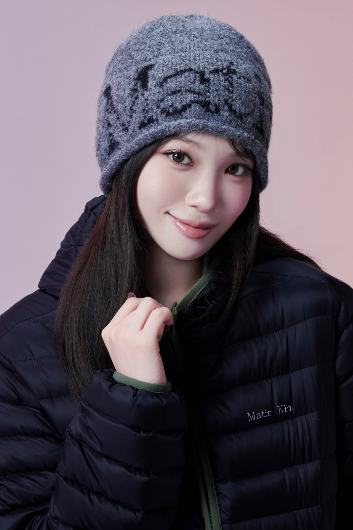 韓國選物🇰🇷Matin Kim Boucle Crack Logo Beanie 圈圈紗裂紋印花針織帽［極軟毛絨感 街頭個性風！］