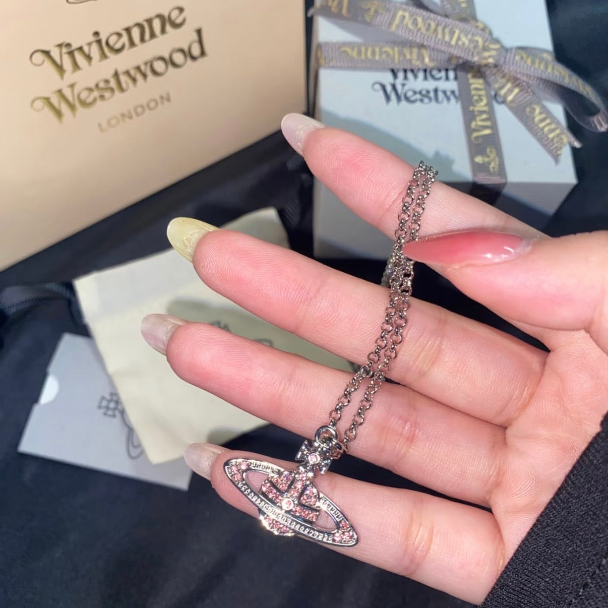 Vivienne Westwood Mini Bas Relief Pendant Necklace with All-Ash
