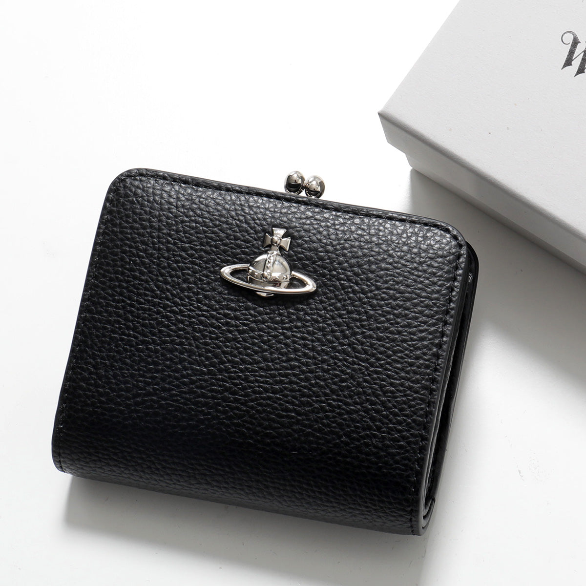 Vivienne Westwood Frame Pocket Wallet, Black Silver Lychee Peel