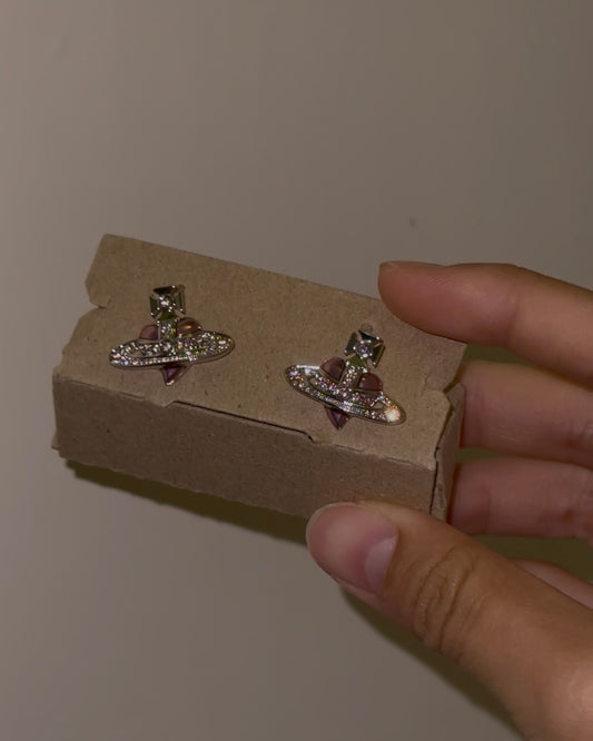 Vivienne Westwood Diamante Heart Earrings [2025限定乾燥玫瑰色]