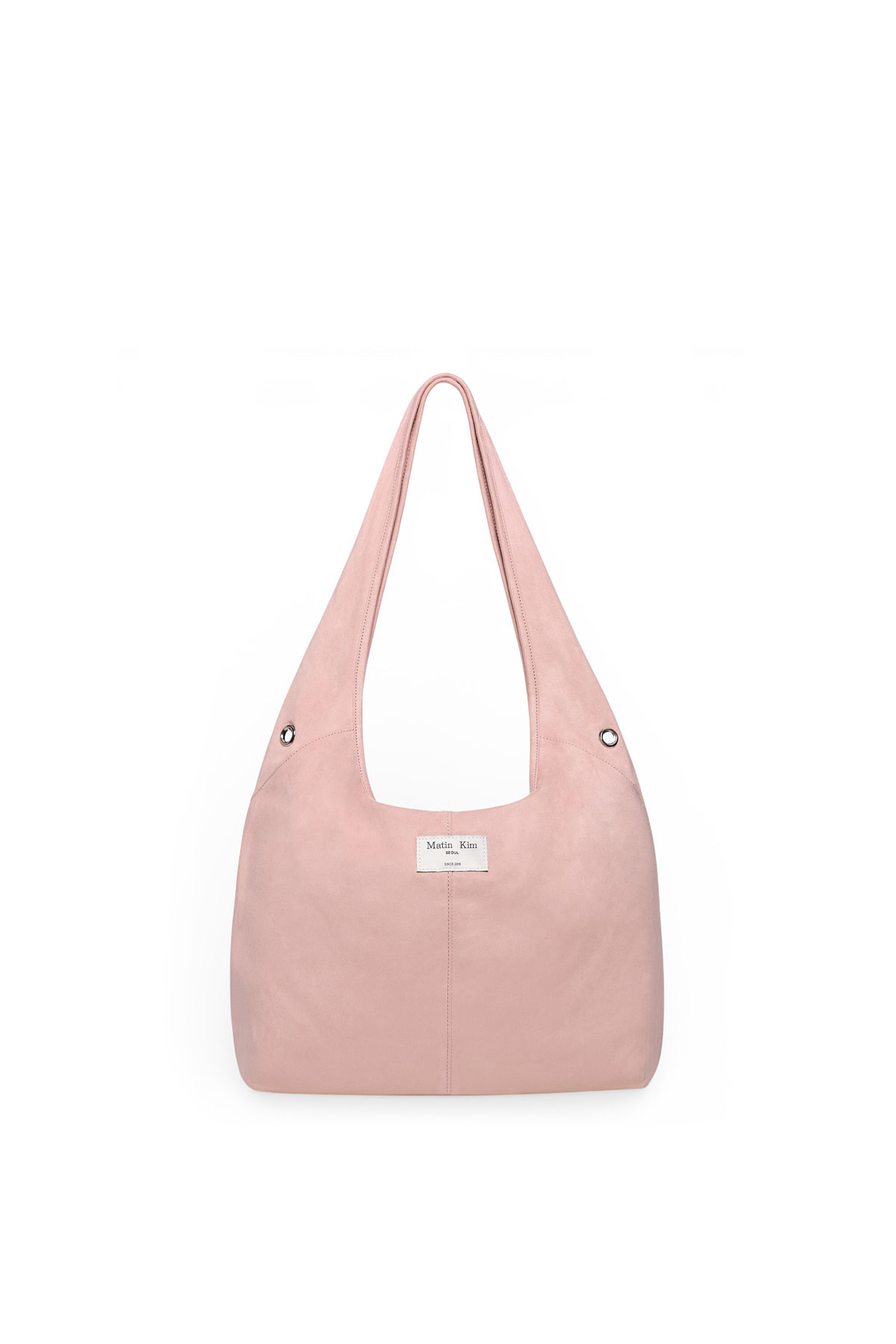 最新韓國選物🇰🇷 Matin Kim Logo Point Suede Round Ecobag 刺繡 Logo 麂皮圓弧肩背袋￼［麂皮柔順 圓弧簡約大方！］