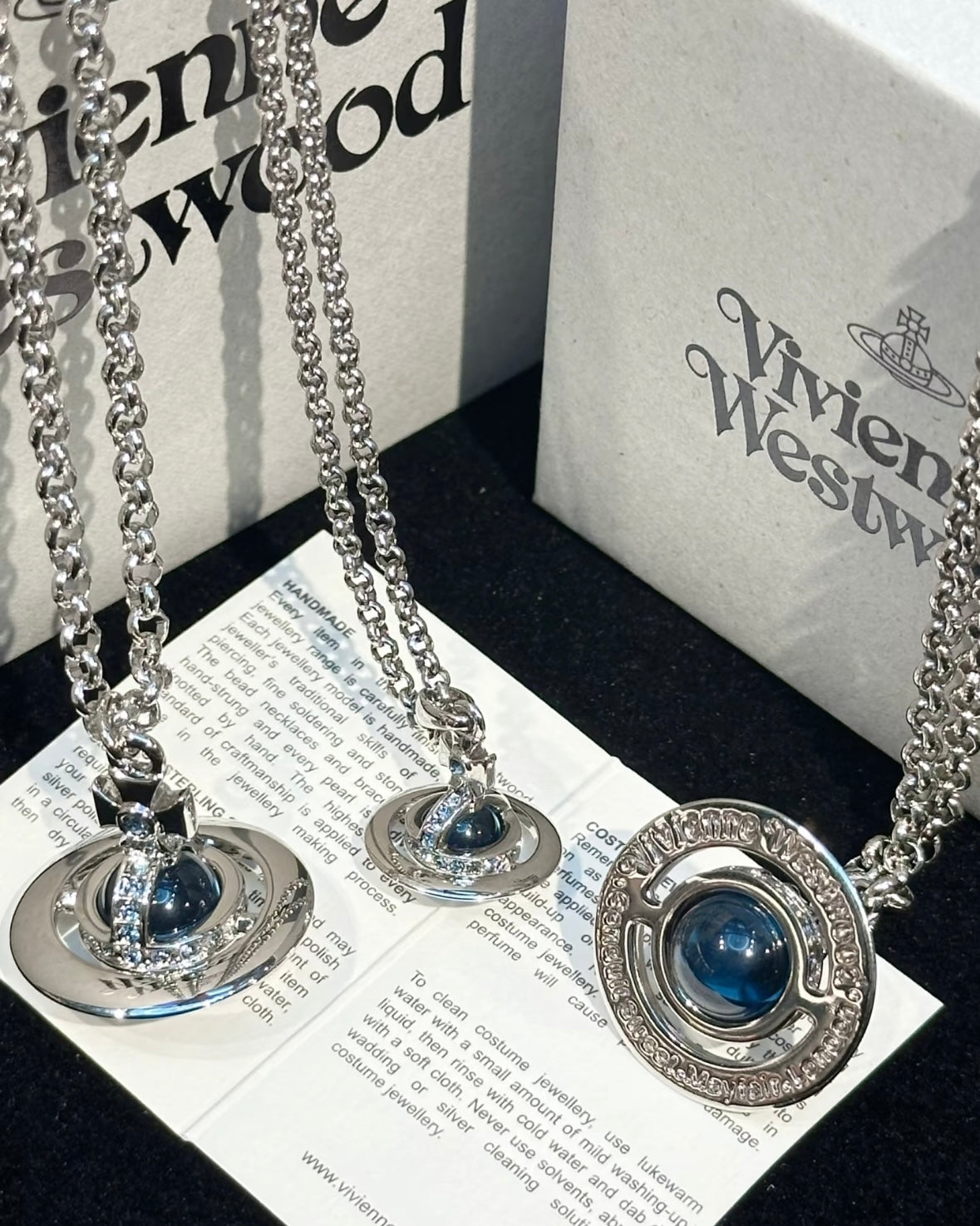 Vivienne Westwood ORB Pendant Crystal Necklace 牛仔藍長款