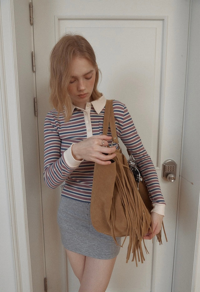最新韓國選物🇰🇷 Leterie Fringe Boho Shoulder Bag 波西米亞流蘇單肩袋［Made In Korea🇰🇷 隨性流蘇 慵懶復古感］