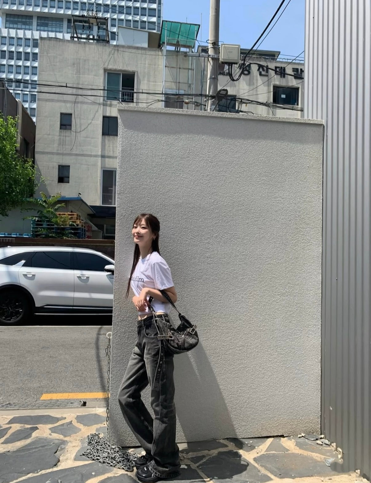 Matin Kim Matin Washed Denim Mini Hobo Bag 最新韓國選物🇰🇷水洗牛仔半月袋［肩帶可調節 韓星同款復古感 可兩用上膊斜揹OK!］