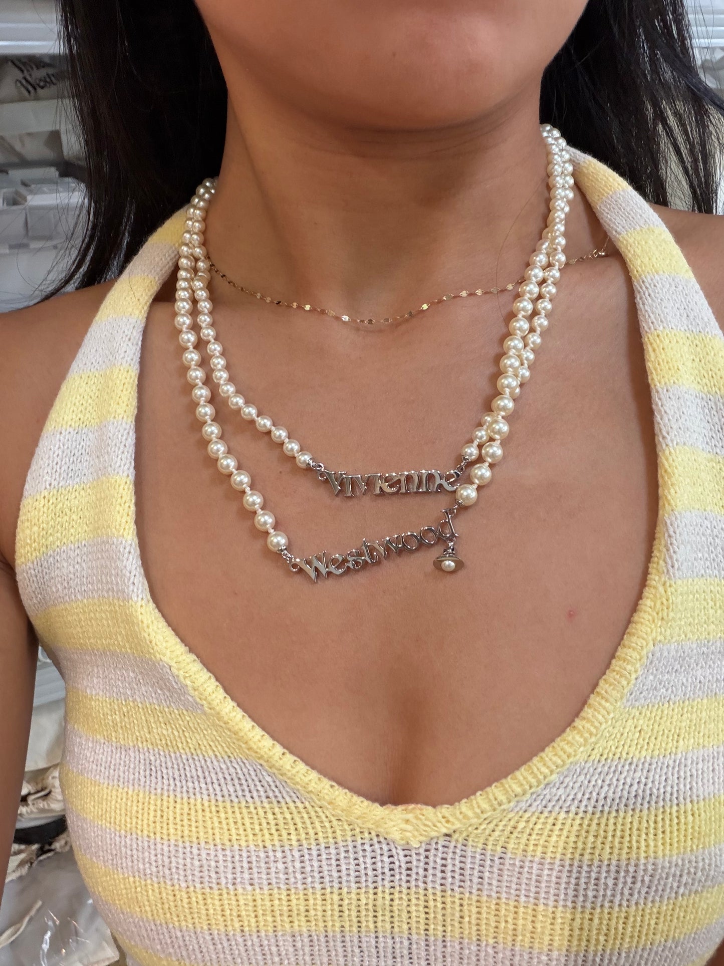 Vivienne Westwood Amelia Pearl Bracelet Gold Double Layer Bracelet [New Arrival! Great value for two!]
