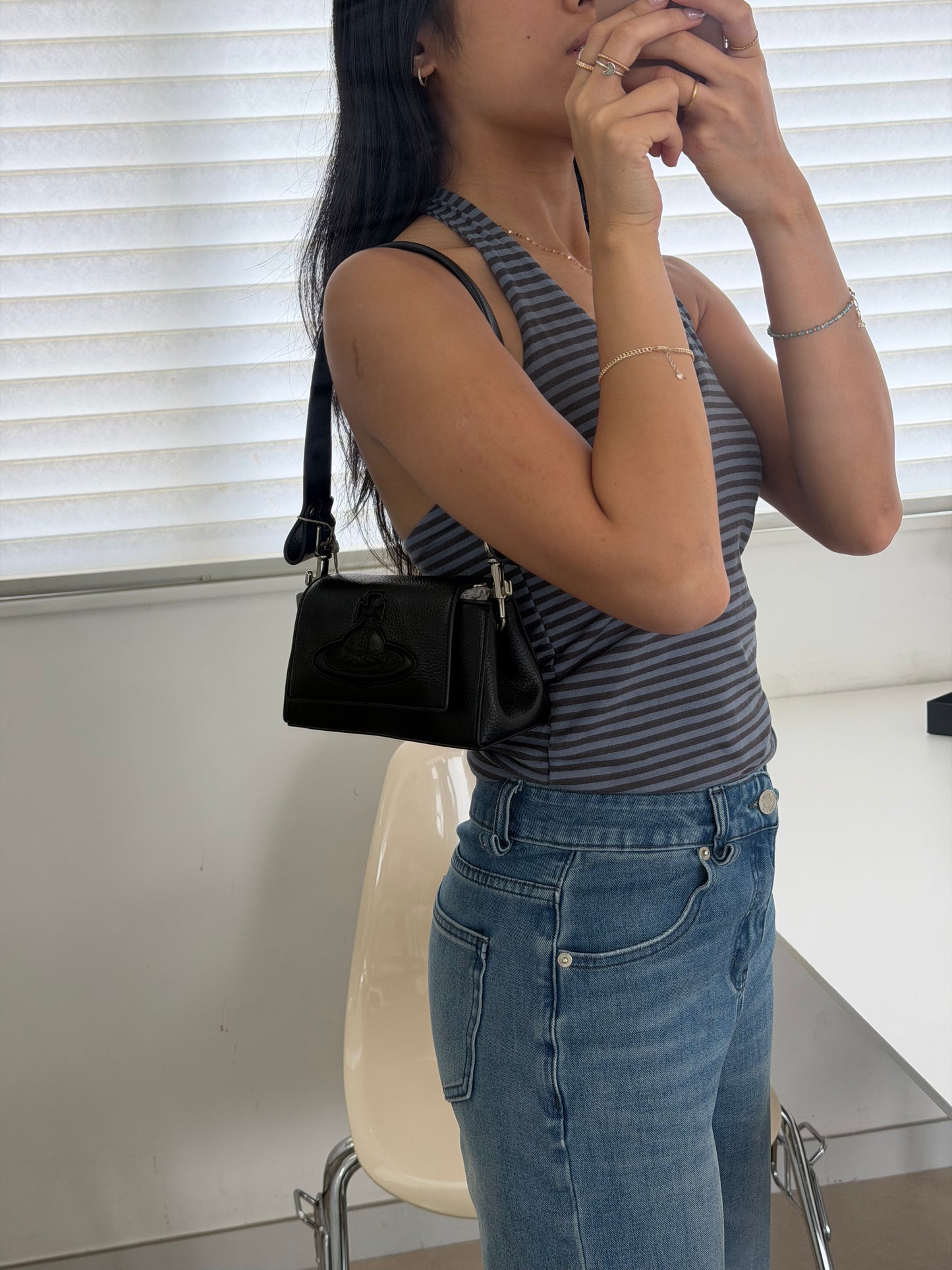 Vivienne Westwood Hazel Handbag  啞黑大土星壓紋荔枝皮 [2026最新限定款]