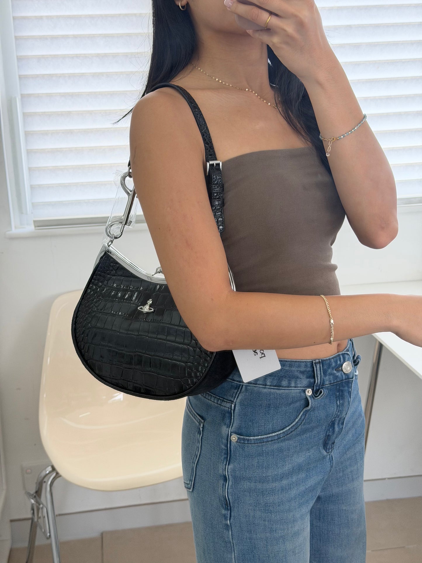 Vivienne Westwood Half Moon Shoulder Bag 🌙 [Same style as BABYMONSTER Ahyeon]