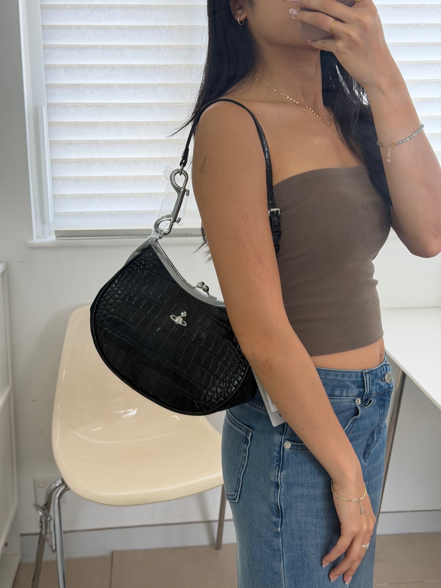 Vivienne Westwood Half Moon Shoulder Bag 🌙 [Same style as BABYMONSTER Ahyeon]