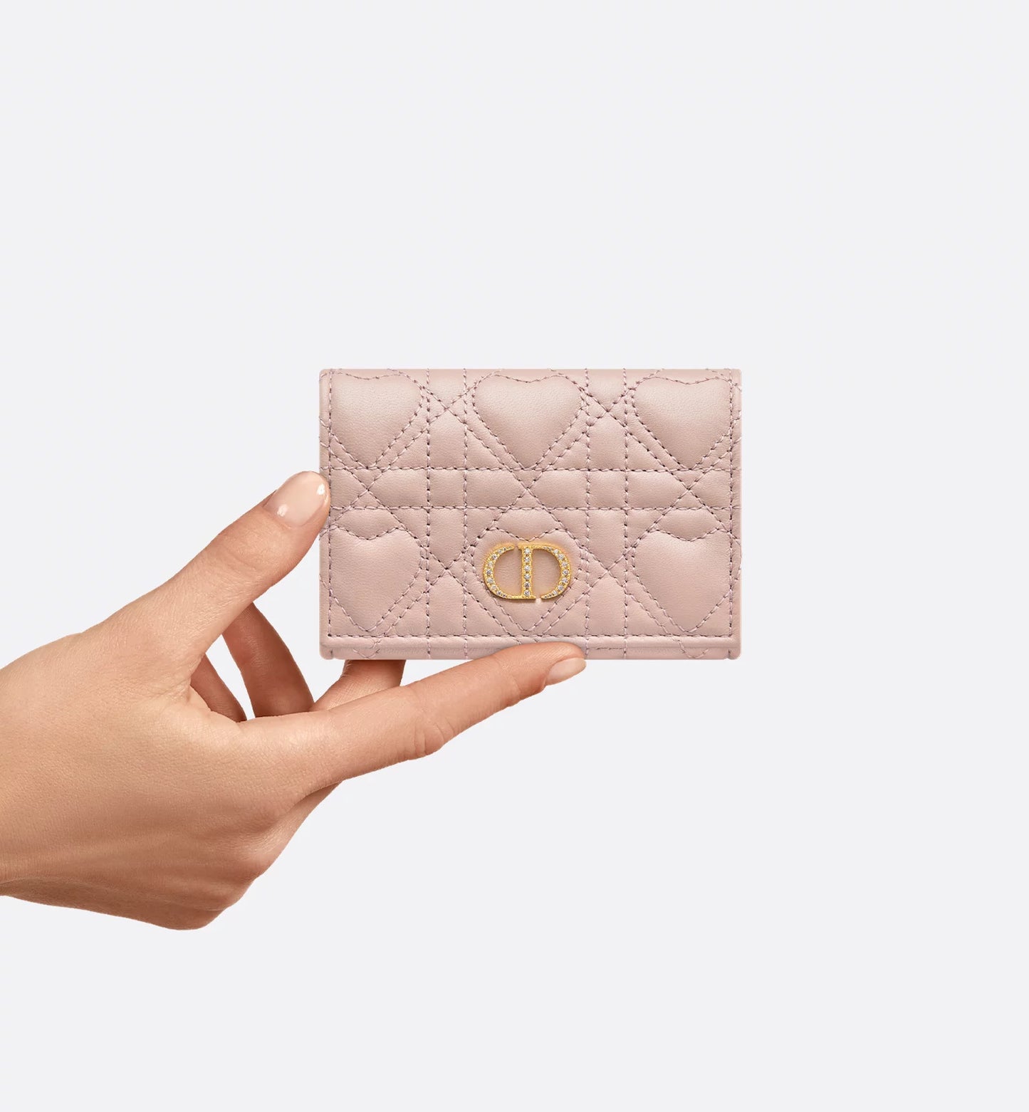 Dior日本聖誕限定愛心鑽扣系列  Caro Glycine 拉鍊小錢包