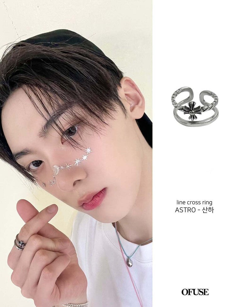 韓國選物🇰🇷 OFUSE Line Cross Ring [超多人買自由調節大小 aespa Karina同款]