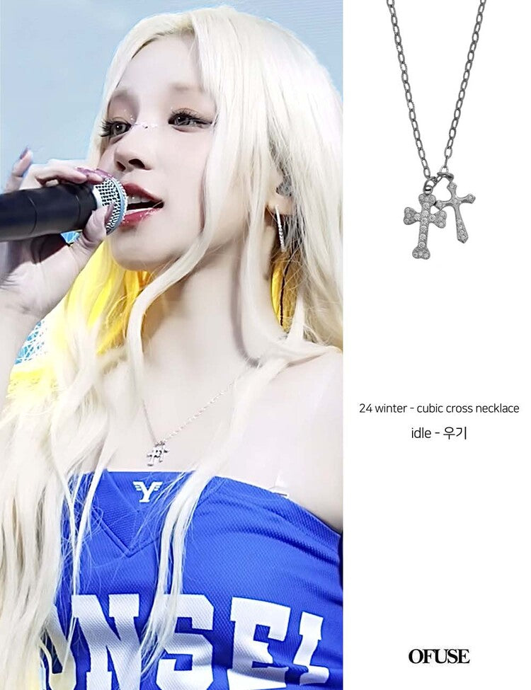 韓國OFUSE 24 Winter Cubic Cross Necklacet [i-dle宋雨琦同款]