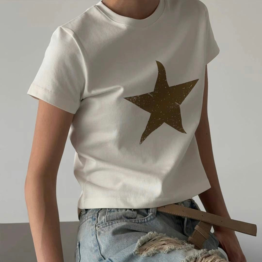 One Star Cropped Tee 4色入