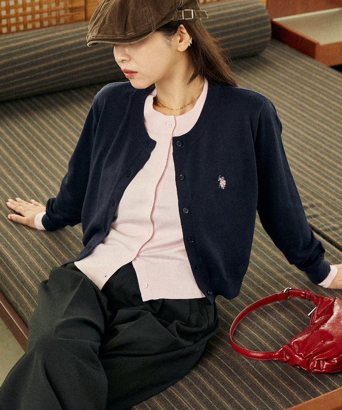 U.S. POLO ASSN. X PUBLUX 假兩件拼色薄針織上衣 [日本直送新品優惠中]