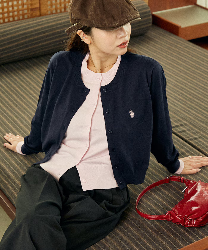 U.S. POLO ASSN. X PUBLUX 假兩件拼色薄針織上衣 [日本直送新品優惠中]