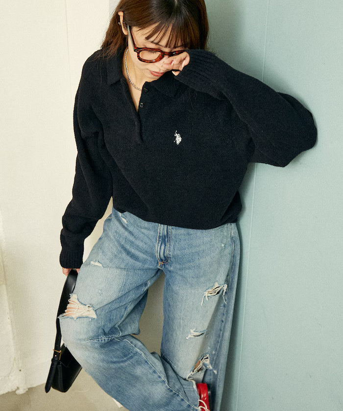 U.S. POLO ASSN. X PUBLUX 大人氣企領針織鈕扣毛衣 [日本直送新品優惠中]