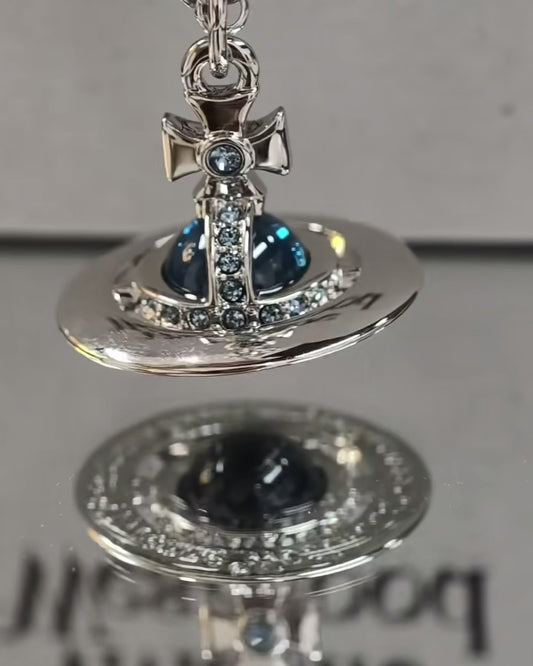 Vivienne Westwood ORB Pendant Crystal Necklace 牛仔藍 [中性款長鏈!]