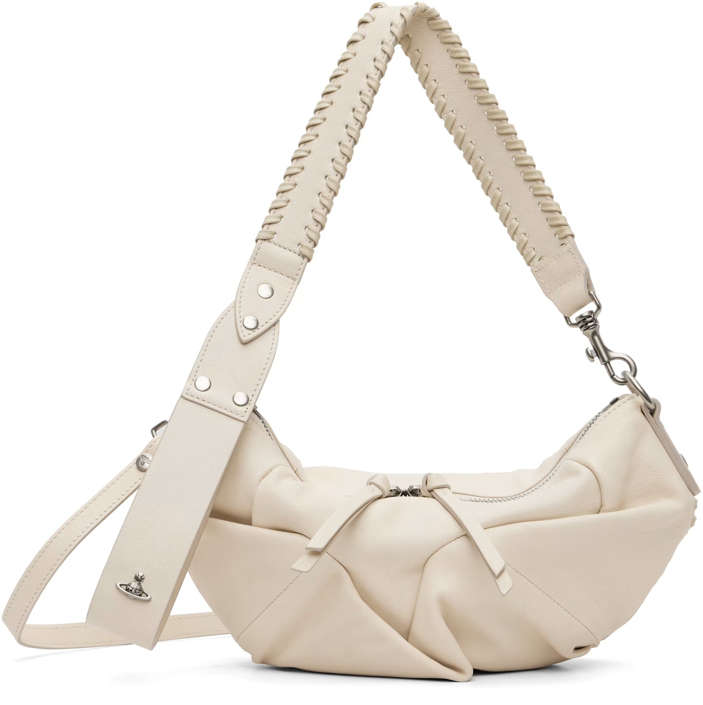 Vivienne Westwood Agnes Shoulder Bag, 100% genuine leather, stunning croissant bag [Highly recommended, a must-have! A Lemaire alternative to the classic gold-plated version, now at a limited-time discount!]