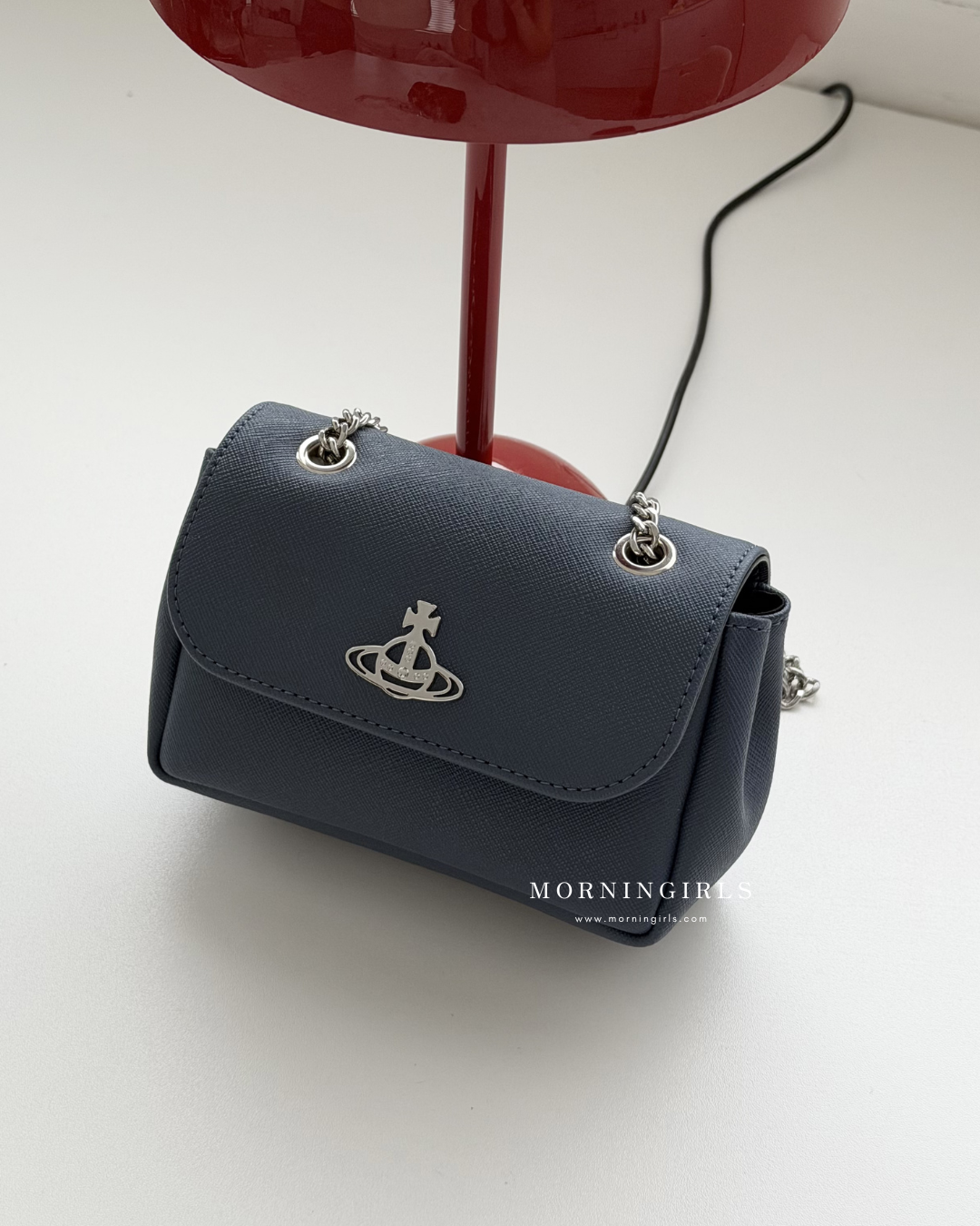 Vivienne Westwood Small Derby Bag with Chain 限定霧灰藍十字紋 ［約會小禮服神器］