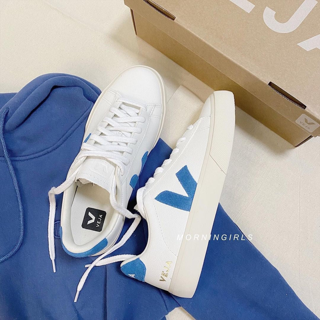 VEJA French white shoes Campo Swedish sky blue