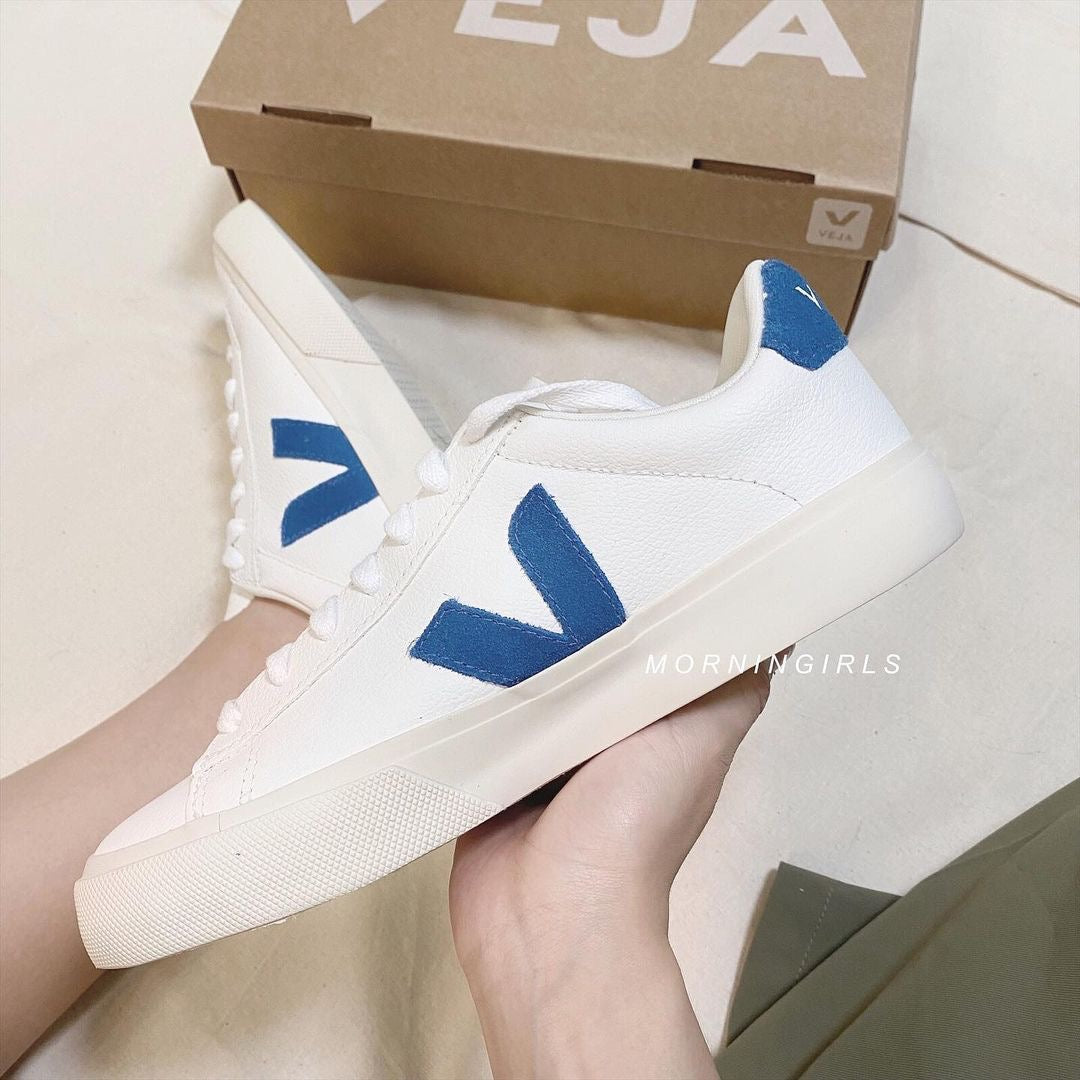 VEJA French white shoes Campo Swedish sky blue