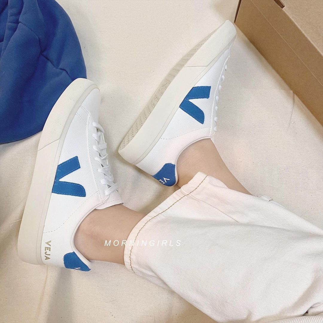 VEJA French white shoes Campo Swedish sky blue