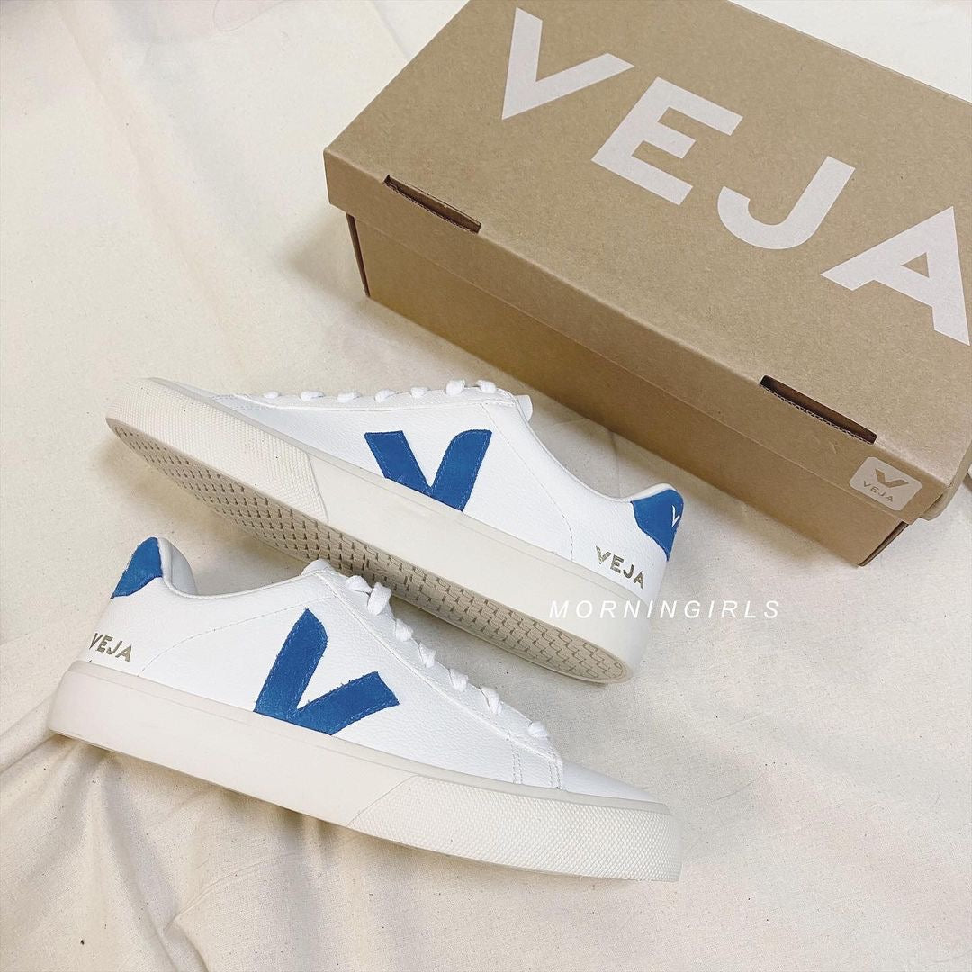 VEJA French white shoes Campo Swedish sky blue